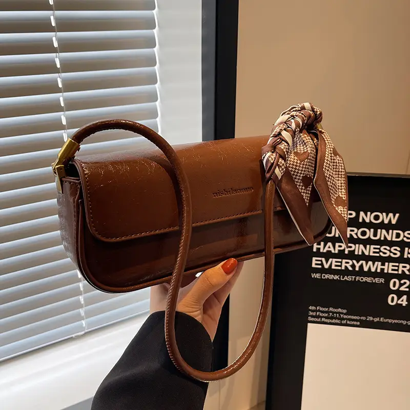 Women's Brown Crocodile-Print Shoulder Bag Autumn Winter 2026 - Image 7