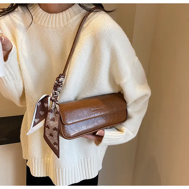 Women's Brown Crocodile-Print Shoulder Bag Autumn Winter 2026 — feature 25