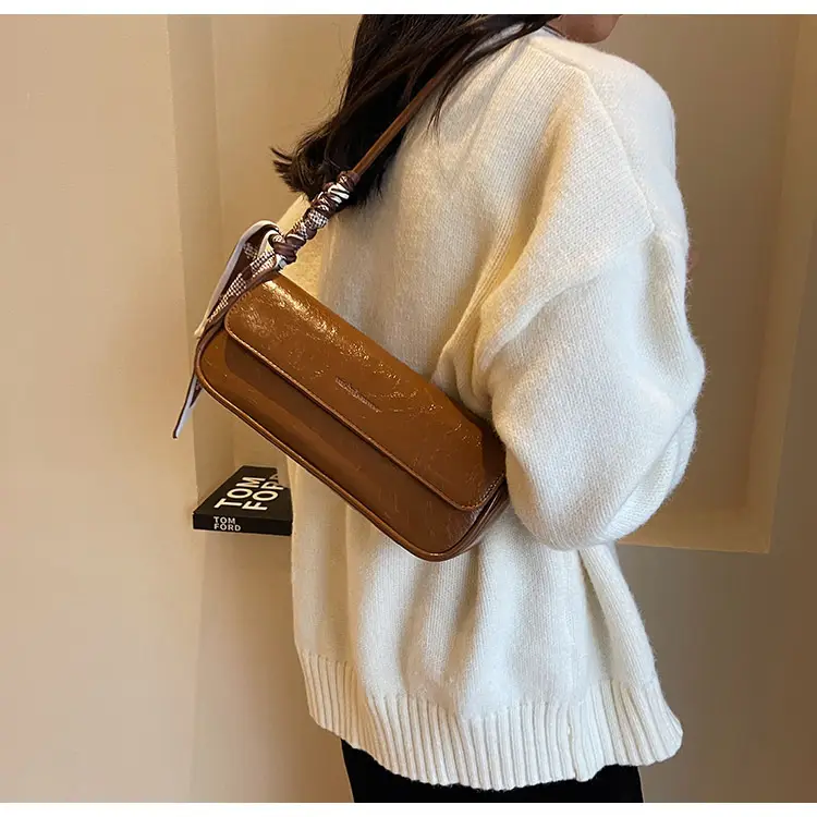 Women's Brown Crocodile-Print Shoulder Bag Autumn Winter 2026 — feature 26