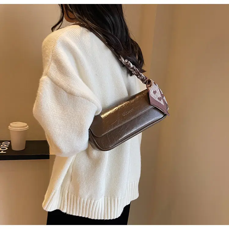Women's Brown Crocodile-Print Shoulder Bag Autumn Winter 2026 — feature 27