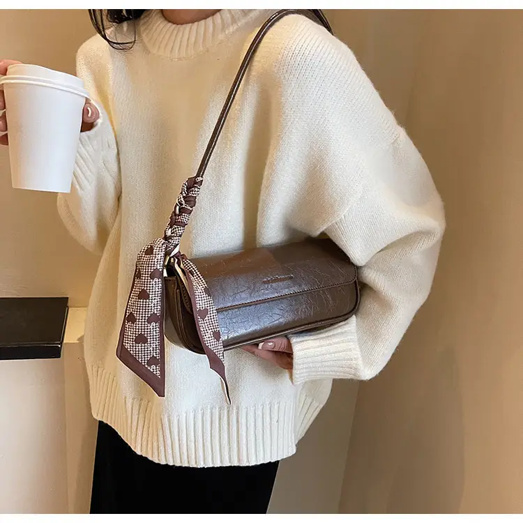 Women's Brown Crocodile-Print Shoulder Bag Autumn Winter 2026 — feature 28