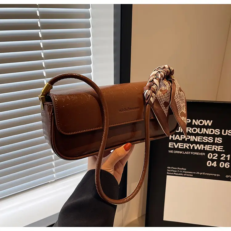 Women's Brown Crocodile-Print Shoulder Bag Autumn Winter 2026 — feature 30