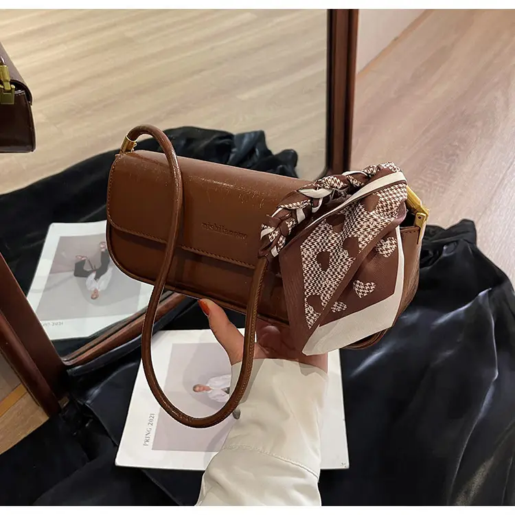 Women's Brown Crocodile-Print Shoulder Bag Autumn Winter 2026 — feature 31