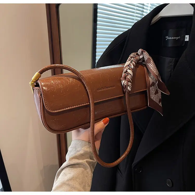 Women's Brown Crocodile-Print Shoulder Bag Autumn Winter 2026 — feature 32