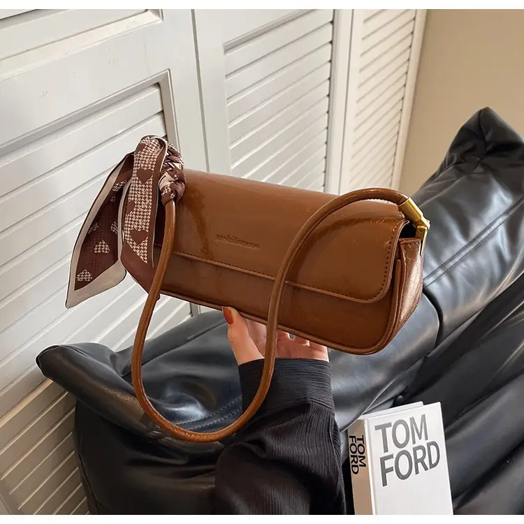 Women's Brown Crocodile-Print Shoulder Bag Autumn Winter 2026 — feature 36