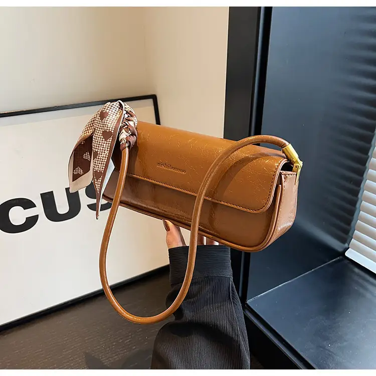 Women's Brown Crocodile-Print Shoulder Bag Autumn Winter 2026 — feature 37