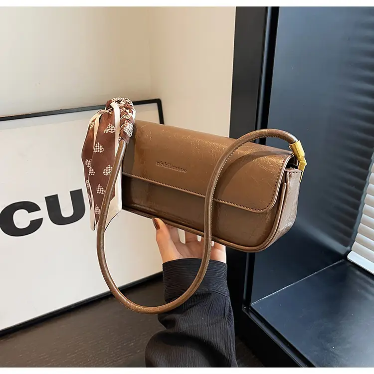 Women's Brown Crocodile-Print Shoulder Bag Autumn Winter 2026 — feature 39