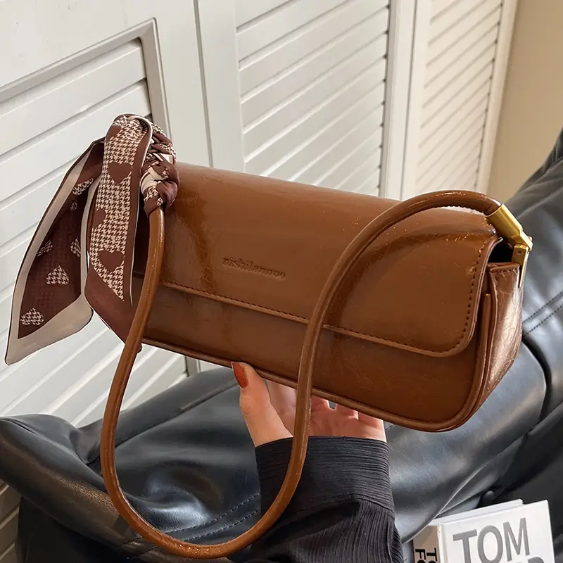 Women's Brown Crocodile-Print Shoulder Bag Autumn Winter 2026 - Image 2