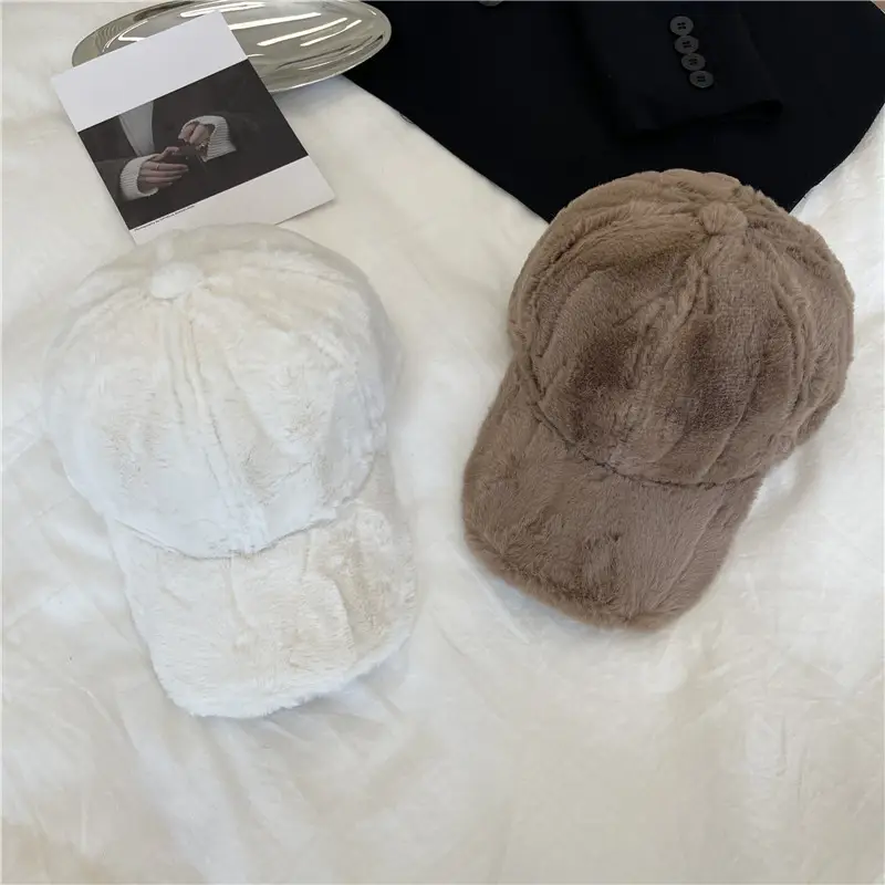 Women Stuffed Peaked Hat Winter Warm Black Beige - Image 6