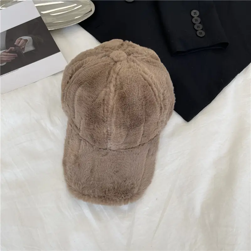 Women Stuffed Peaked Hat Winter Warm Black Beige - Image 3