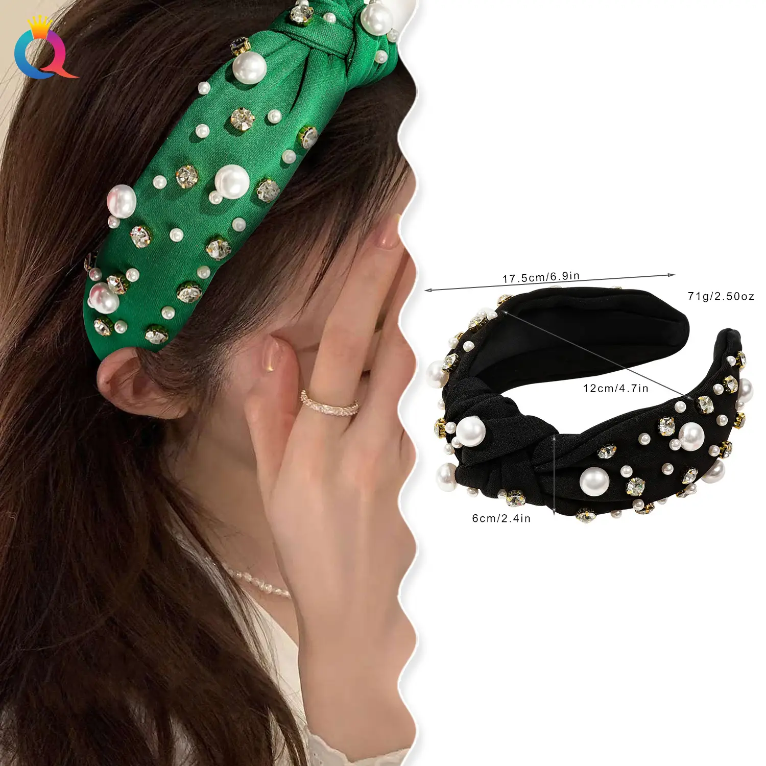 Cross-Bound Diamond Pearl Headbands for Women - Image 7
