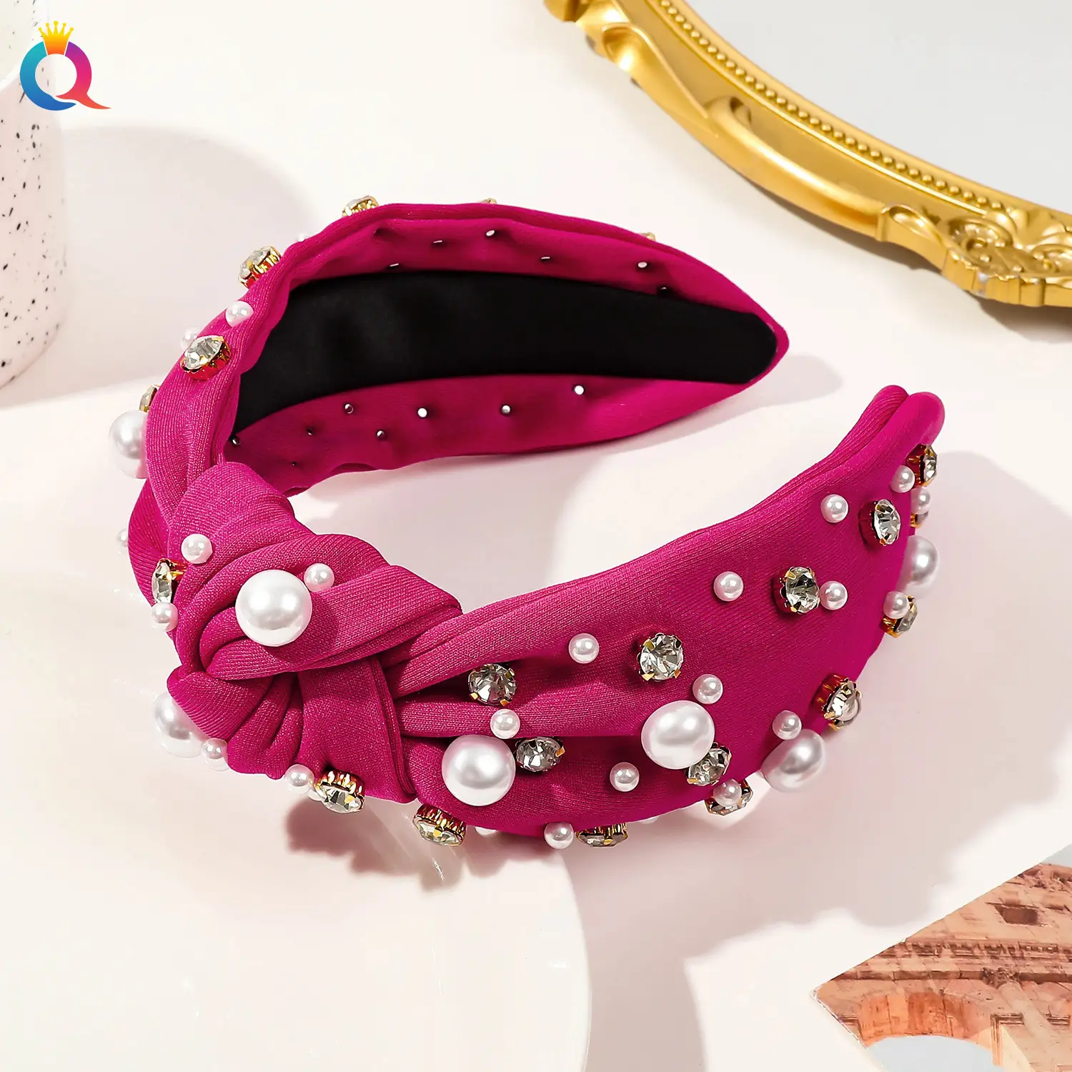Cross-Bound Diamond Pearl Headbands for Women — feature 30