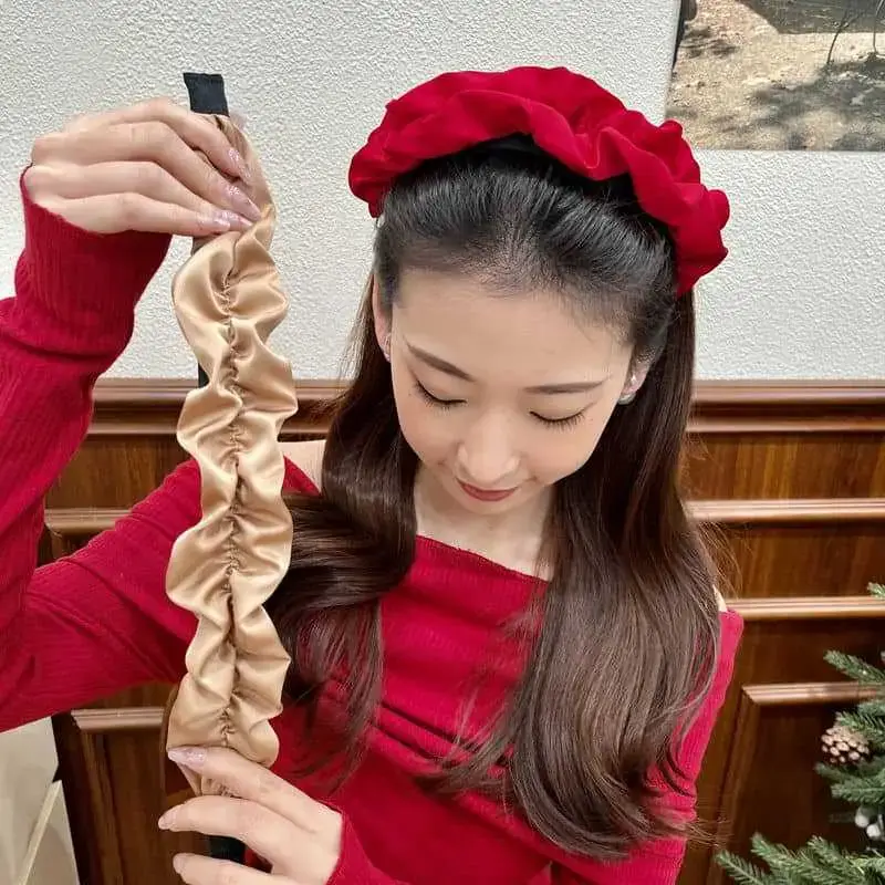 Women's Silk Satin Wide Edge Headband with Hair Press - Image 5