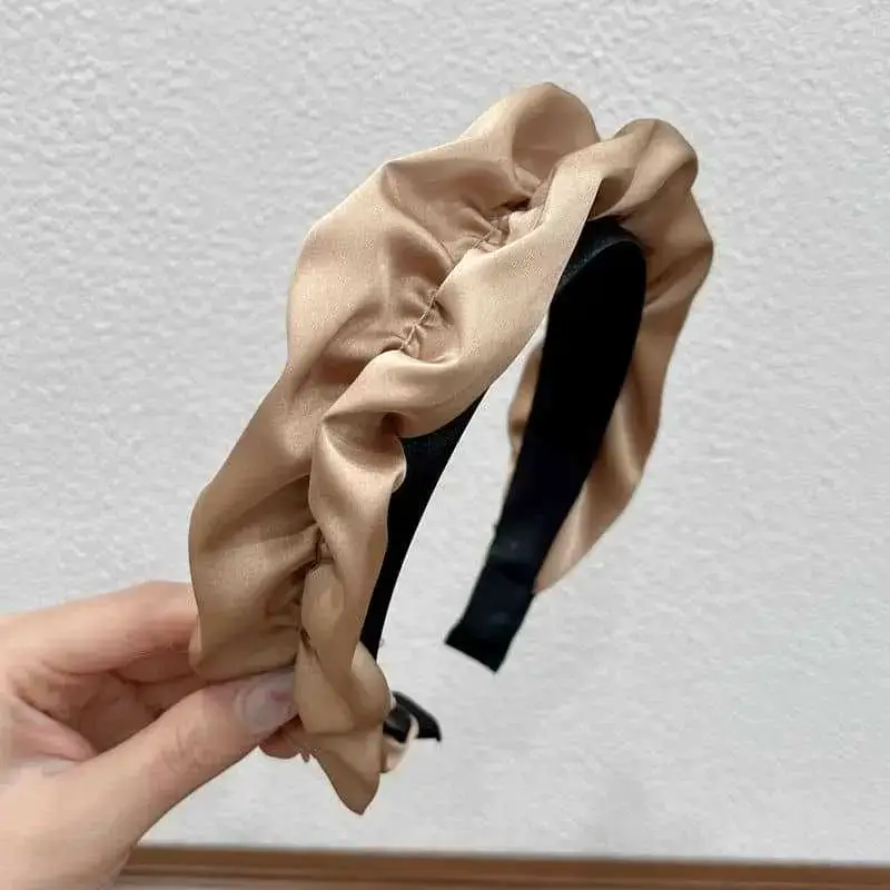 Women's Silk Satin Wide Edge Headband with Hair Press - Image 7