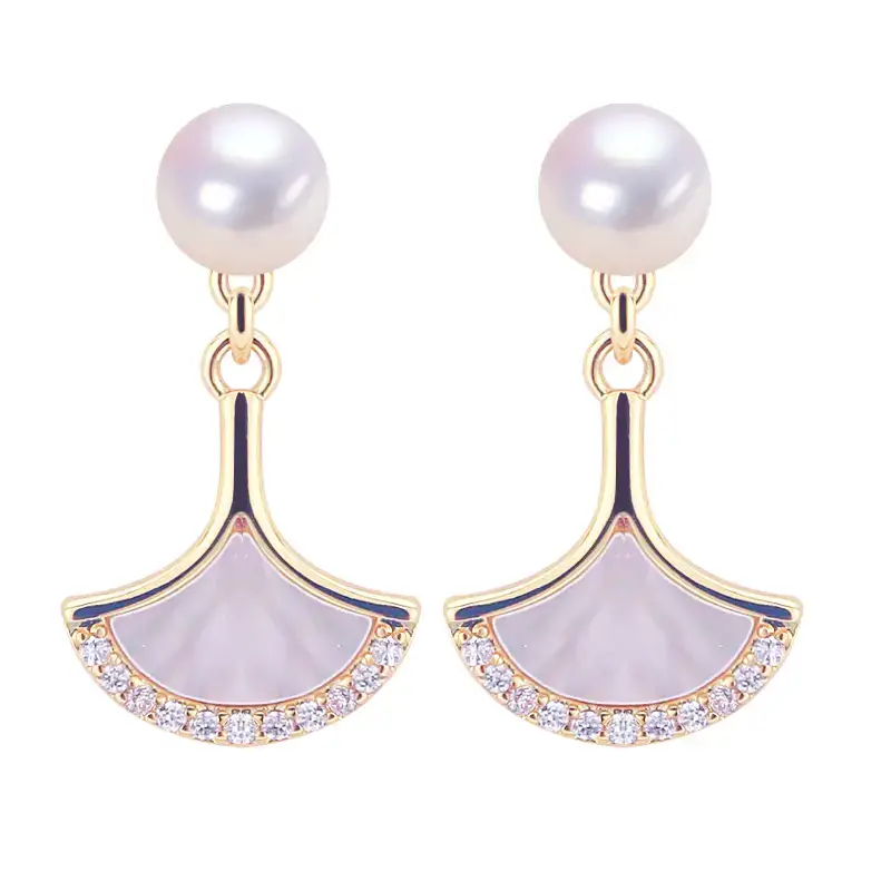 Zhuji Pearl Earrings for Women 18K Gold Filled Sea Beibei Style