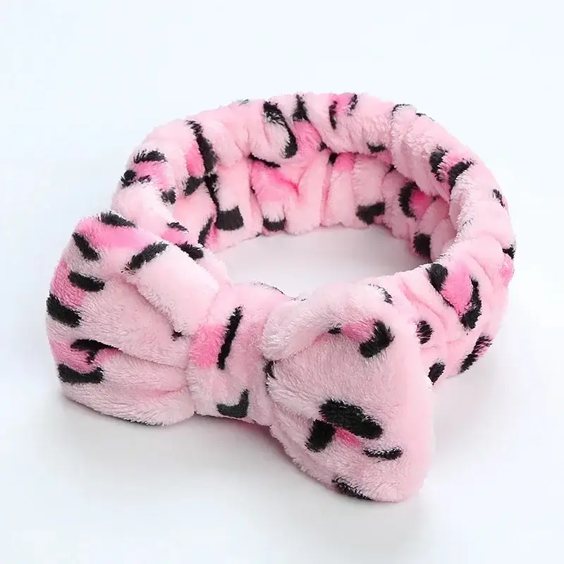 Leopard Print Fleece Hairband for Women