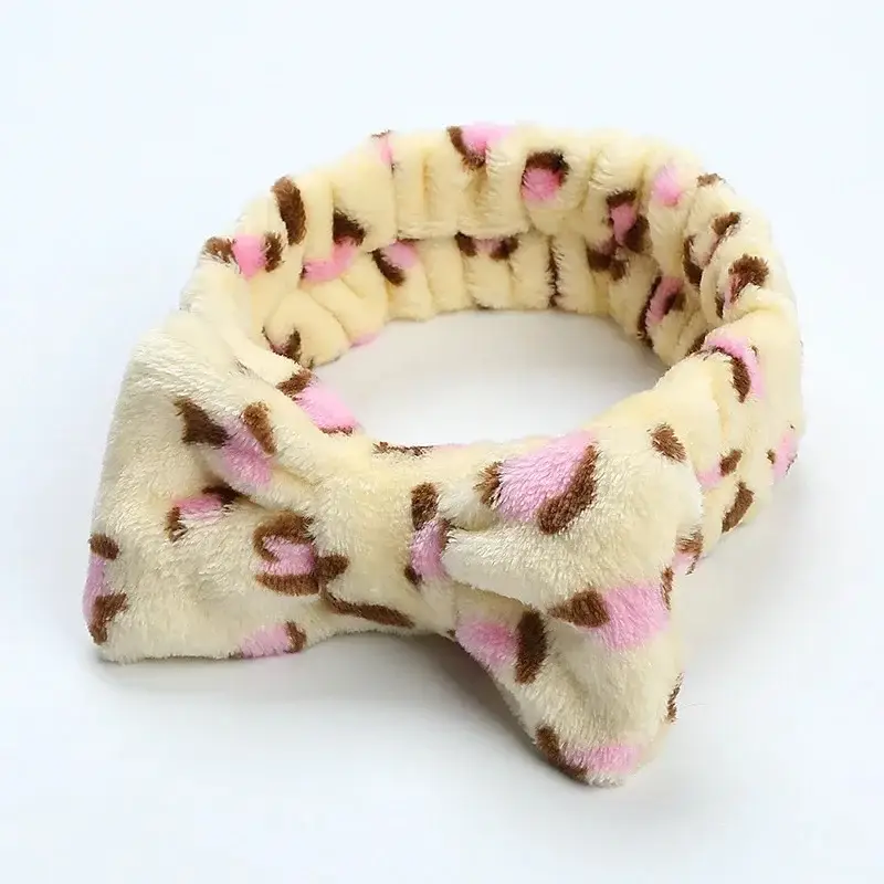 Leopard Print Fleece Hairband for Women