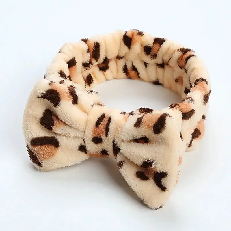 Leopard Print Fleece Hairband for Women