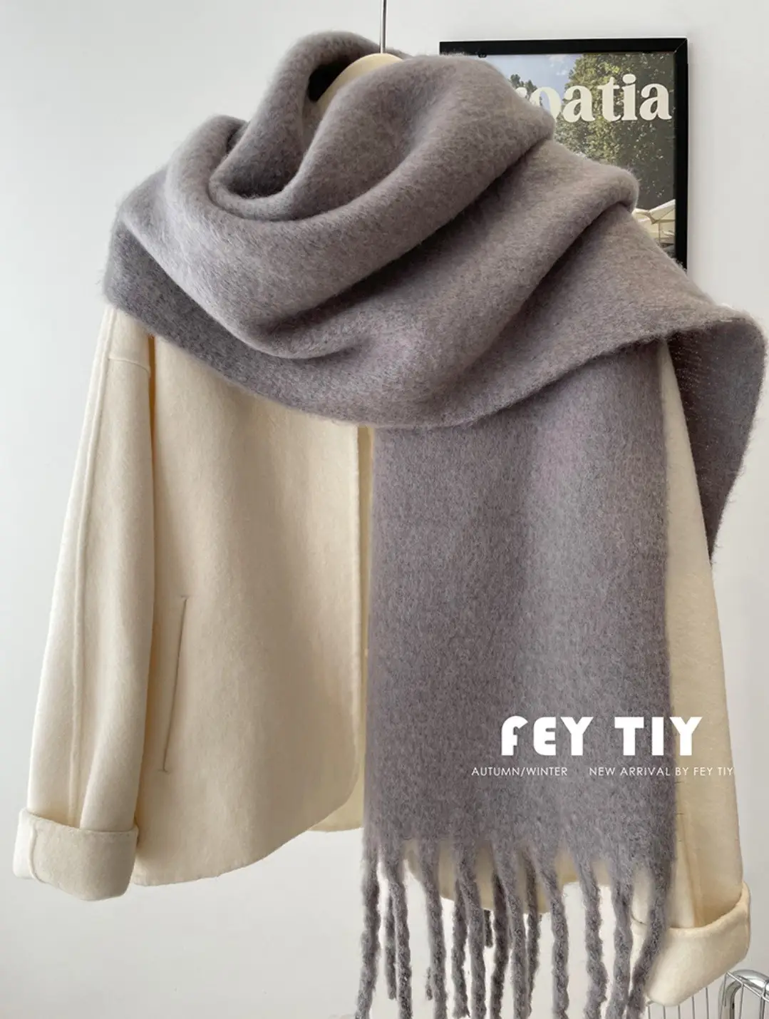New Mohair Scarf Women Winter Warm Thickened Wool Tassel Shawl — feature 11