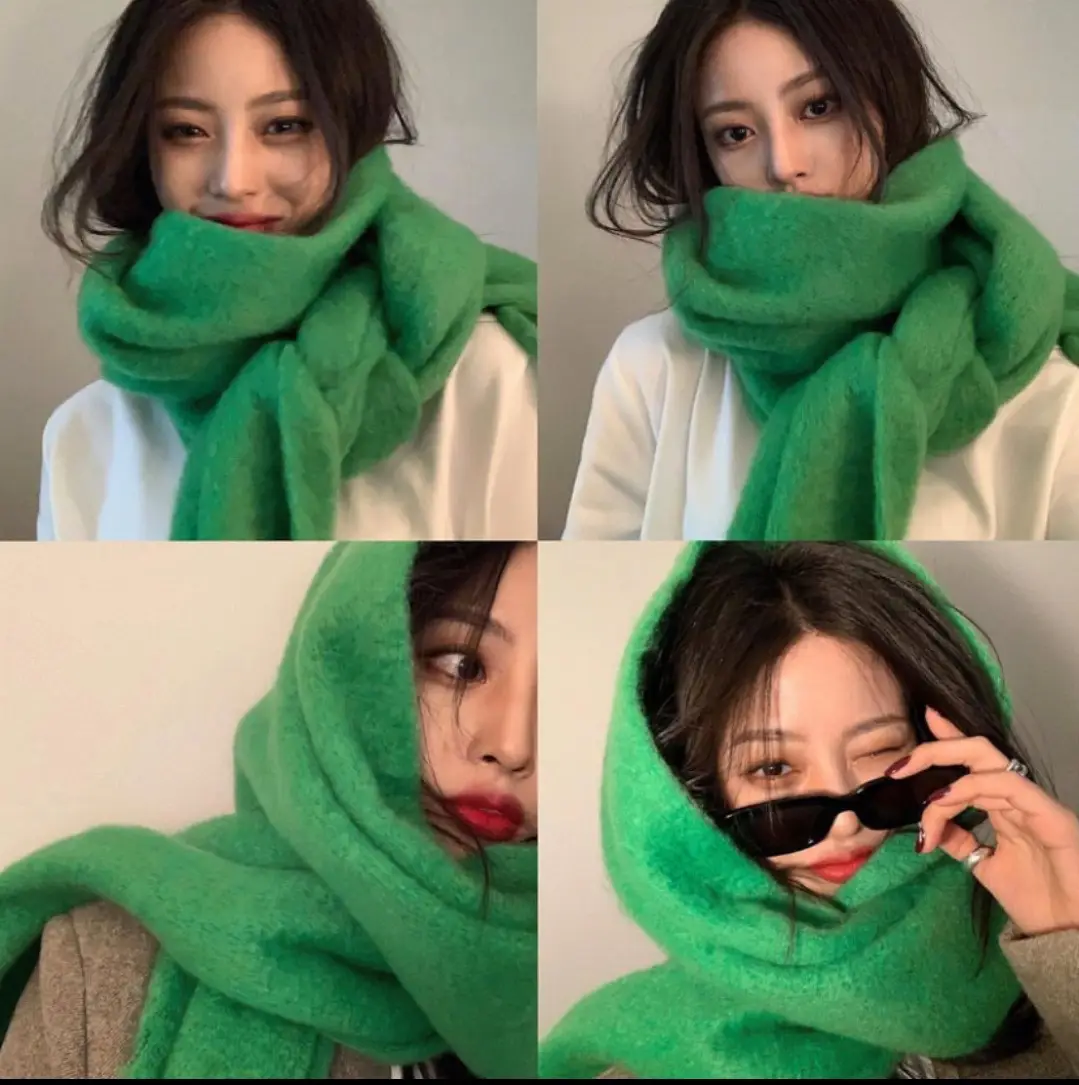 New Mohair Scarf Women Winter Warm Thickened Wool Tassel Shawl — feature 14