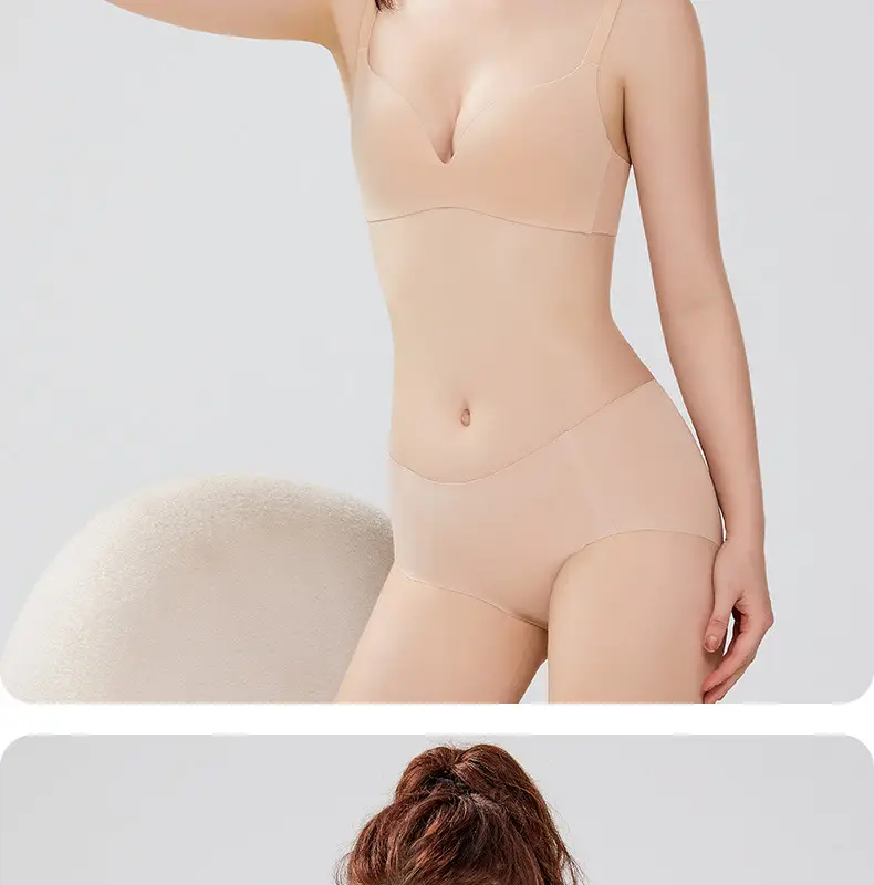 Japanese style large chest small seamless underwear comfortable ultra-thin one-piece bra solid color wireless breast bra — feature 23