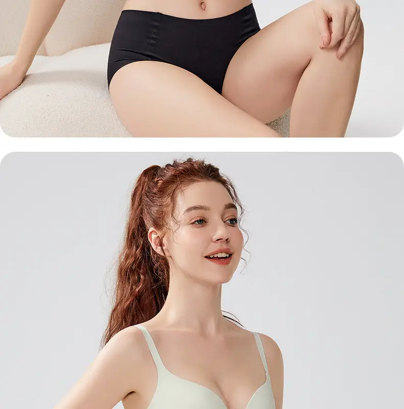 Japanese style large chest small seamless underwear comfortable ultra-thin one-piece bra solid color wireless breast bra — feature 26