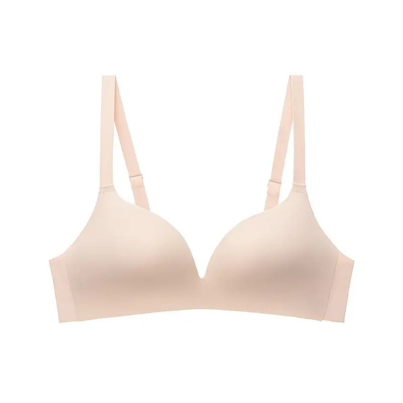 Japanese style large chest small seamless underwear comfortable ultra-thin one-piece bra solid color wireless breast bra