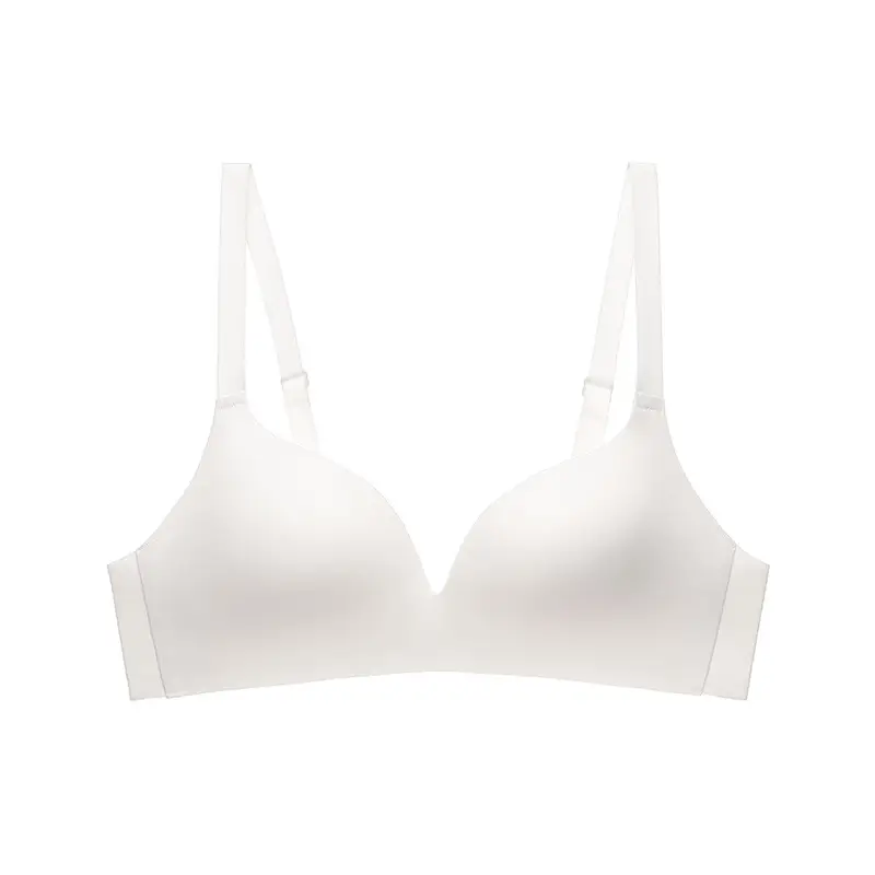 Japanese style large chest small seamless underwear comfortable ultra-thin one-piece bra solid color wireless breast bra
