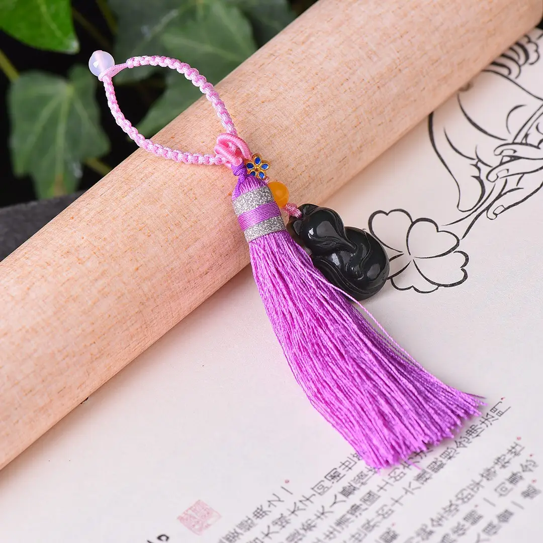 Jade Fox Car Key Pendant with Tassel - Image 2