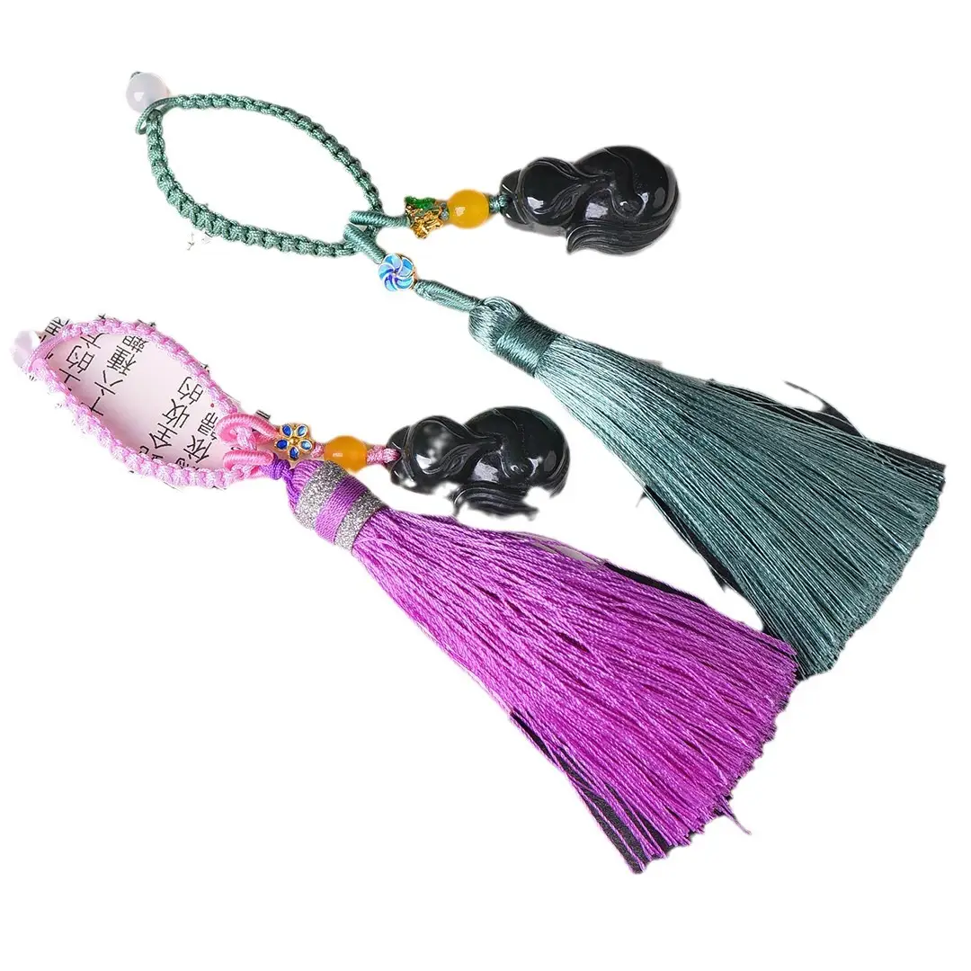 Jade Fox Car Key Pendant with Tassel - Image 5