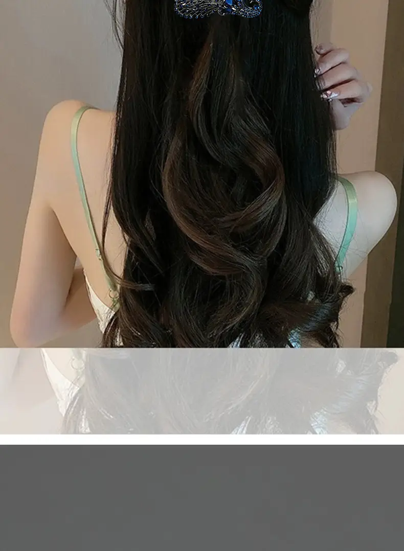 Peacock Hairpin with Blue Crystal Top Clip — feature 4