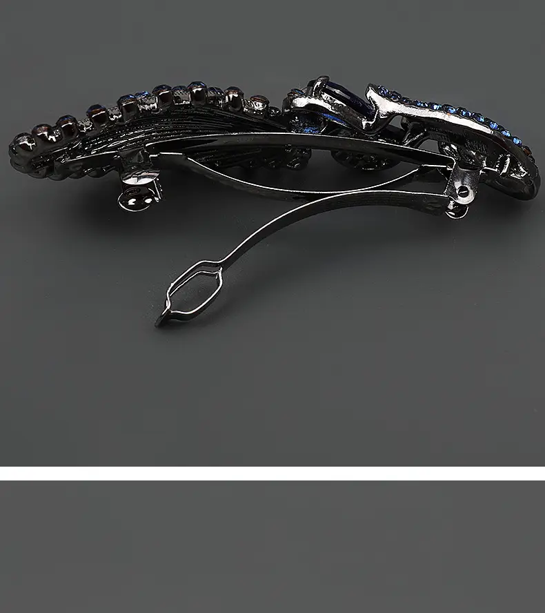 Peacock Hairpin with Blue Crystal Top Clip — feature 8