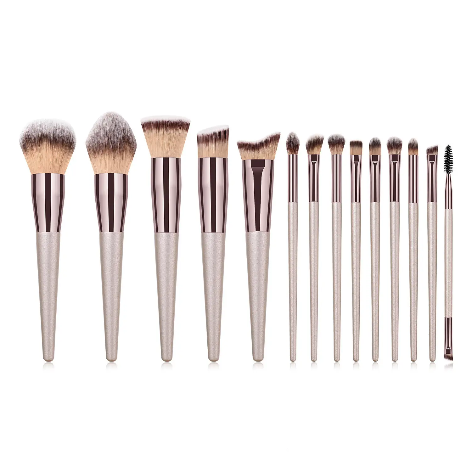 10-Piece Champagne Gold Makeup Brushes Set - Image 3