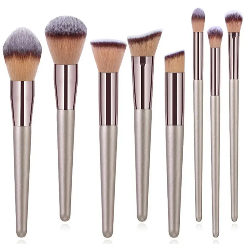 10-Piece Champagne Gold Makeup Brushes Set - Image 9