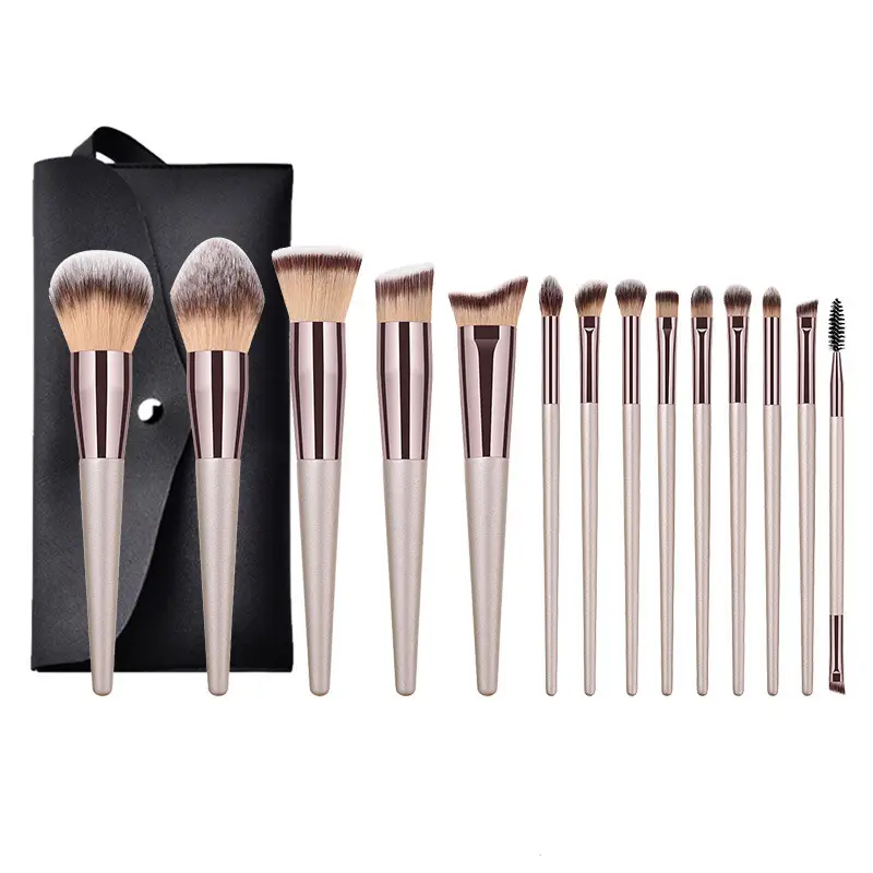 10-Piece Champagne Gold Makeup Brushes Set - Image 4