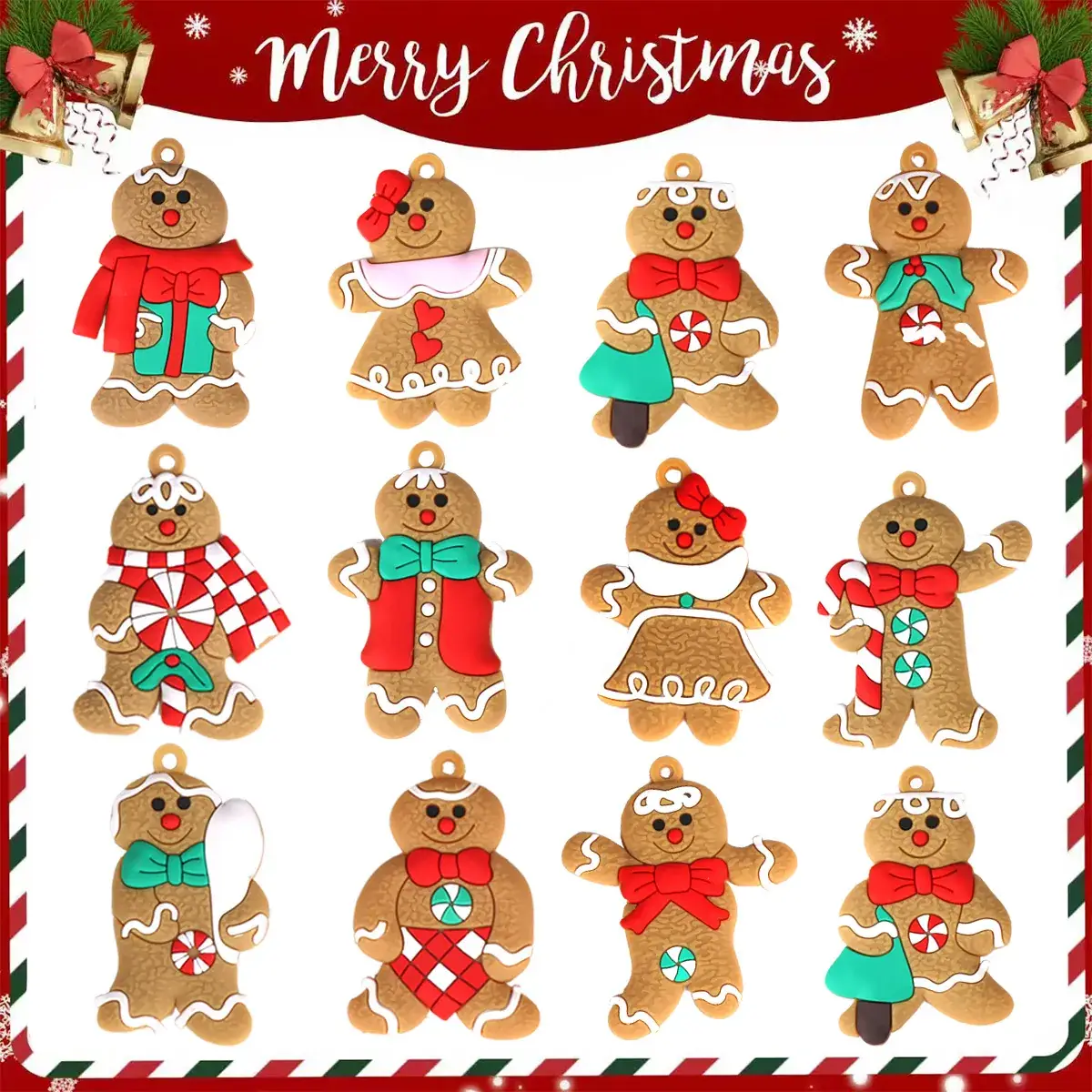 Christmas Gingerbread Men Decorations 7cm Height - Image 4