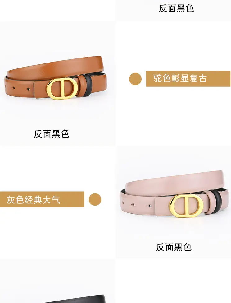 Double-Sided Belt Women Genuine Leather Black — feature 8