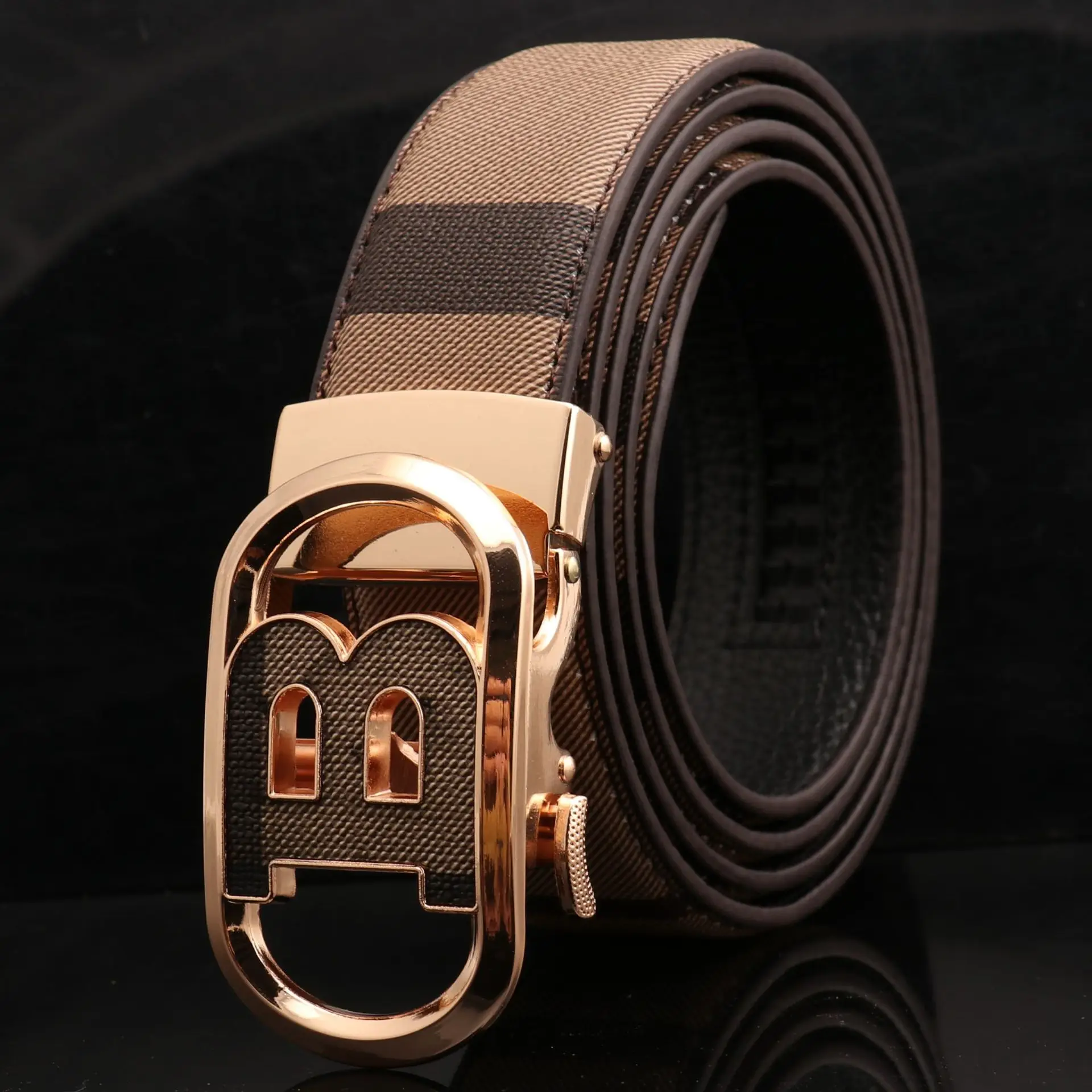 Men's Automatic Buckle Belt with Letter Design — feature 17