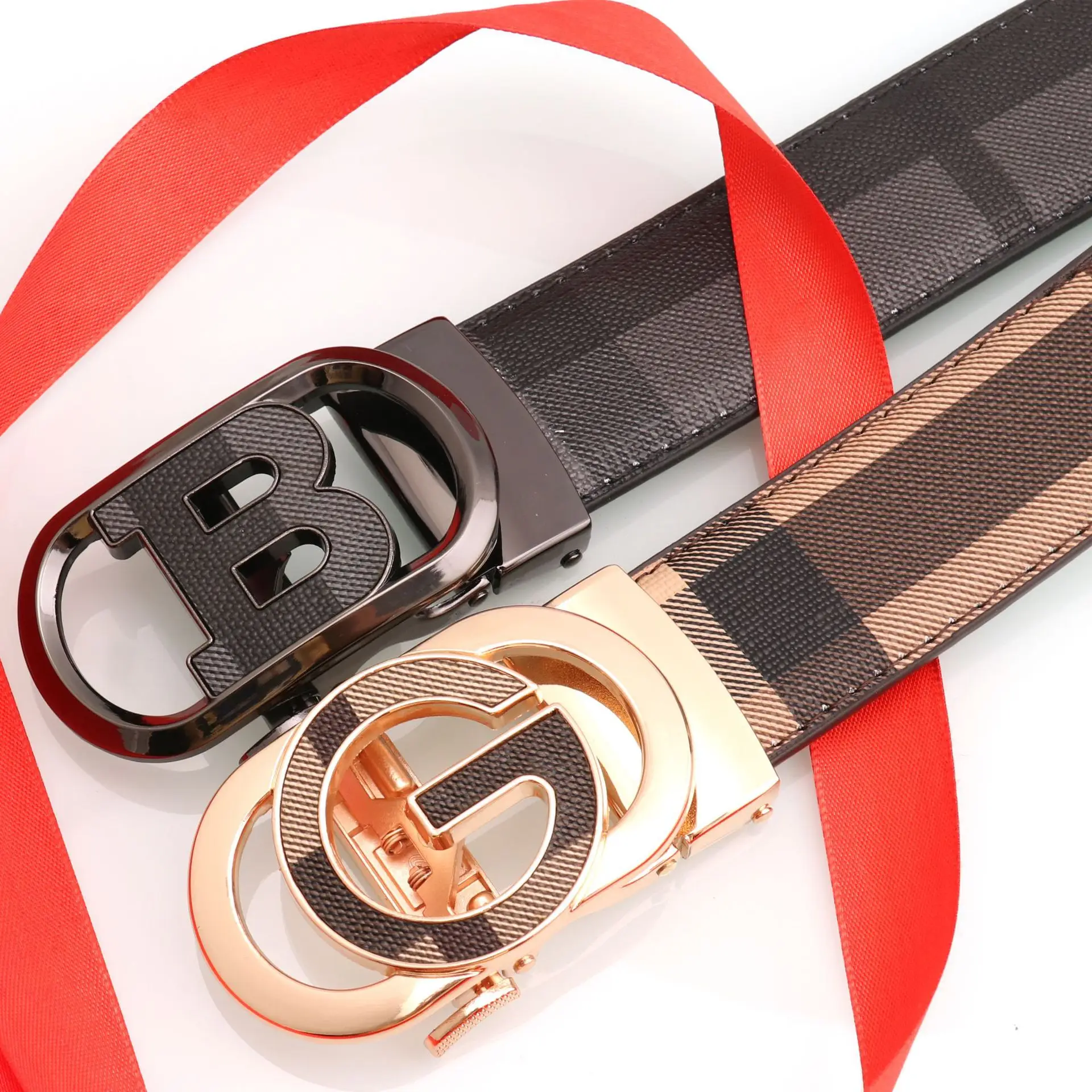 Men's Automatic Buckle Belt with Letter Design — feature 8