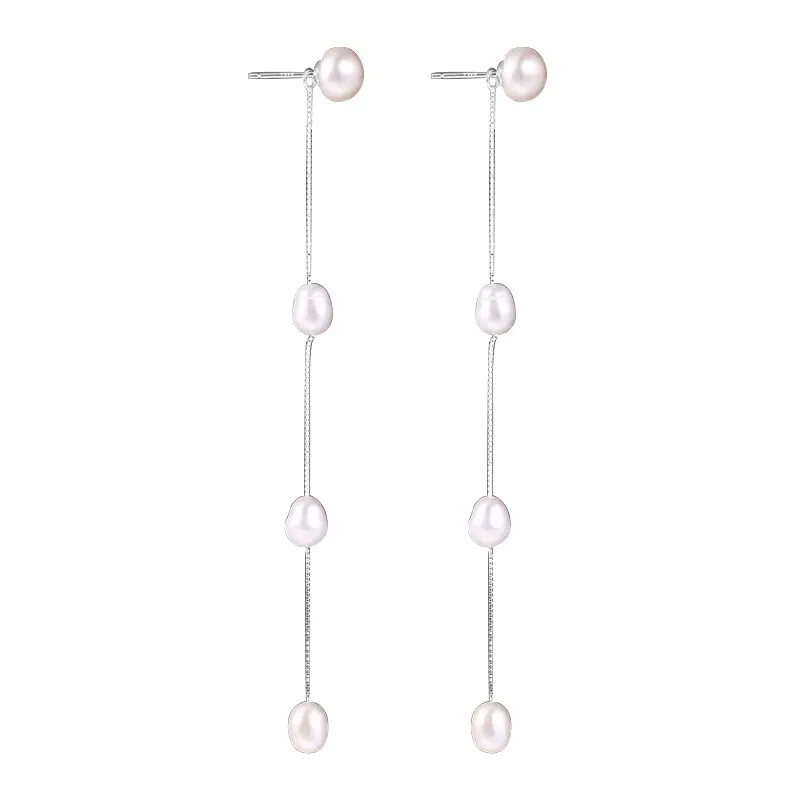 Natural Pearl Tassel Earrings for Women 925 Sterling Silver - Image 6