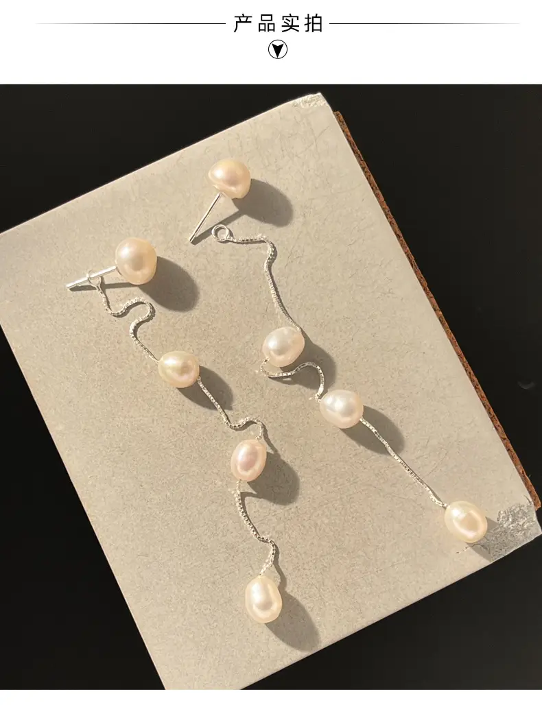Natural Pearl Tassel Earrings for Women 925 Sterling Silver — feature 10