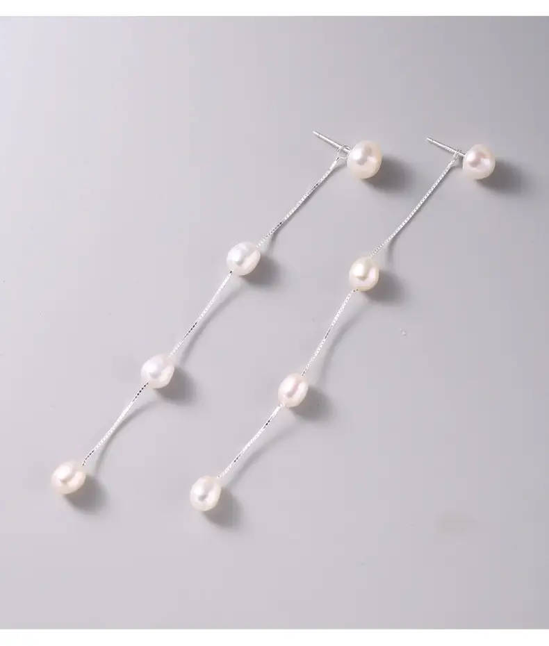 Natural Pearl Tassel Earrings for Women 925 Sterling Silver — feature 11