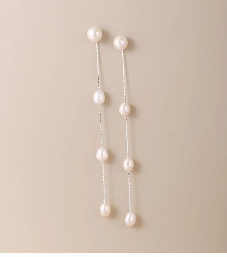 Natural Pearl Tassel Earrings for Women 925 Sterling Silver — feature 7
