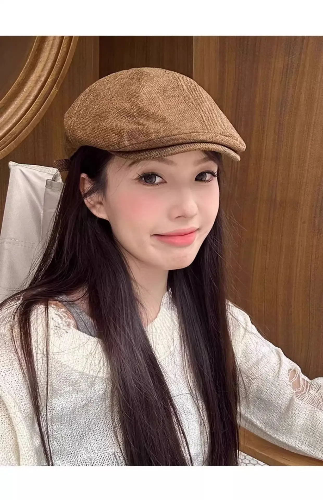 Linen Peaked Cap for Women British Newsboy Hat — feature 18