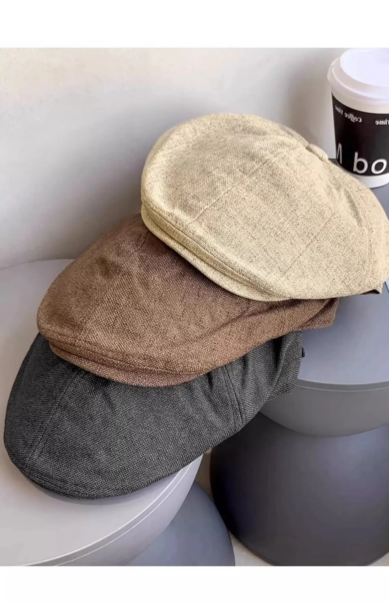 Linen Peaked Cap for Women British Newsboy Hat — feature 25