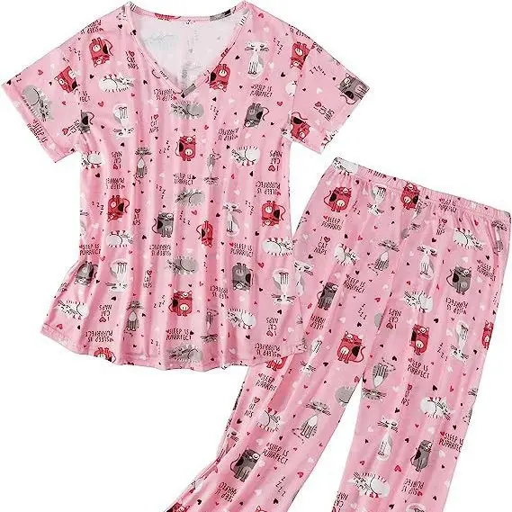 2025 Printed Pajama Set Women Red Christmas Design - Image 14