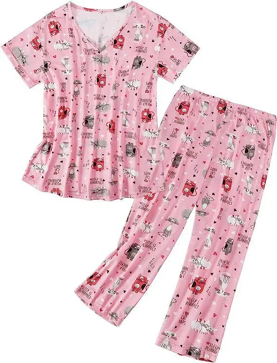 2025 Printed Pajama Set Women Red Christmas Design - Image 7