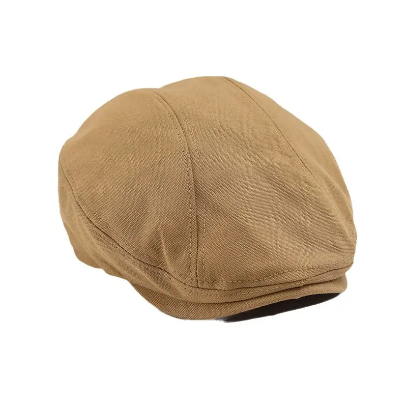 Men Linen Beret Hat Tan Large Bristle Black - Image 7