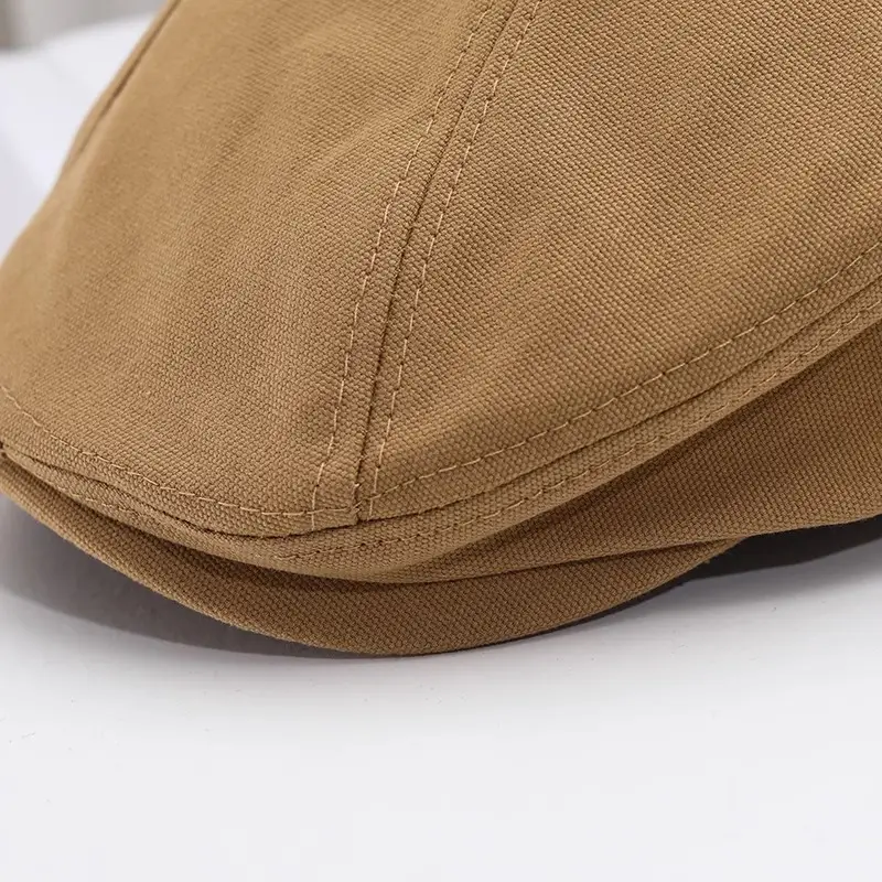 Men Linen Beret Hat Tan Large Bristle Black — feature 18