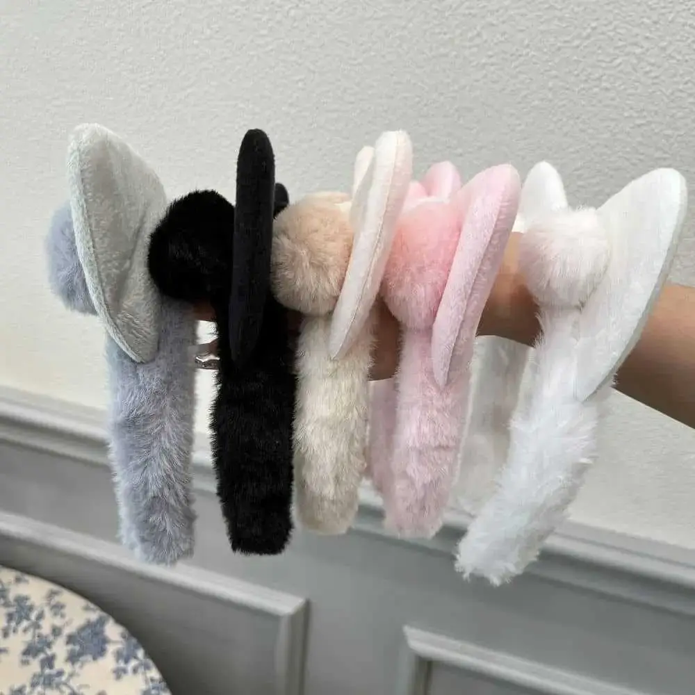 White Faux Fur Cat Ear Headband for Girls - Image 7